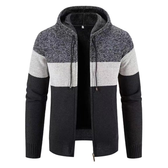 Riecok Mens Full Zip Hoodie Long Sleeve Hooded Jackets Warm Drawstring Coats with Pockets Solid Casual Winter Outetwear