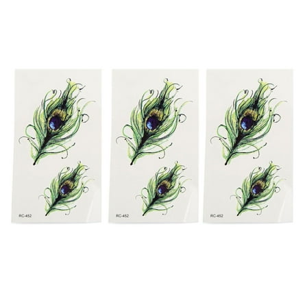 3pcs Feathers Pattern Temporary Tattoo Body Arm Stickers