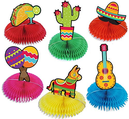 6Pcs Fiesta Colorful Paper Fans Cinco De Mayo Mexican Theme Party Decorations