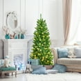thumbnail image 4 of Costway 5Ft Pre-lit Artificial Pencil Christmas Tree Hinged Fir PVC Tree with 150 LED Lights, 4 of 11