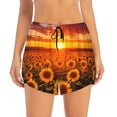 thumbnail image 4 of Lsque Sunset Golden Sunflower Field Printed Women's Running Shorts with Liner Pockets,Elastic Quick Dry Workout Athletic Gym Yoga Shorts,Womens High Waist Shorts-Large, 4 of 9
