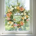thumbnail image 5 of Big Floral Spring Wreath for Front Door and Wall Decor, Artificial Plastic Wreath with Green Leaves and Colorful Flowers, Low Maintenance Indoor Outdoor Home Garden Decoration, 5 of 9