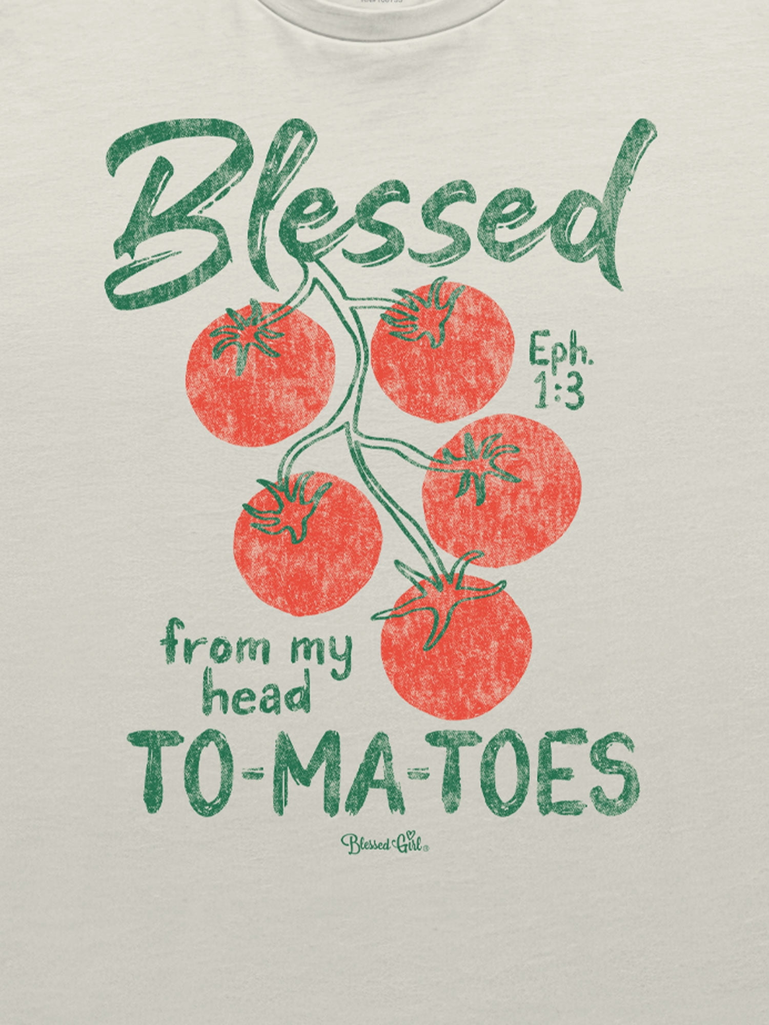 Blessed Girl Womens Short Sleeve T-Shirt To-ma-toes, Linen, 2X