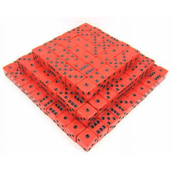 Red Opaque Dice with Black Pips D6 16mm (5/8in) Bulk Pack of 200 Koplow Games