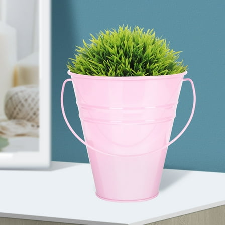 FELTECHELECTR 2Pcs Pink Small Bucket with Handle for Craft Ornament 12.5X4.5in