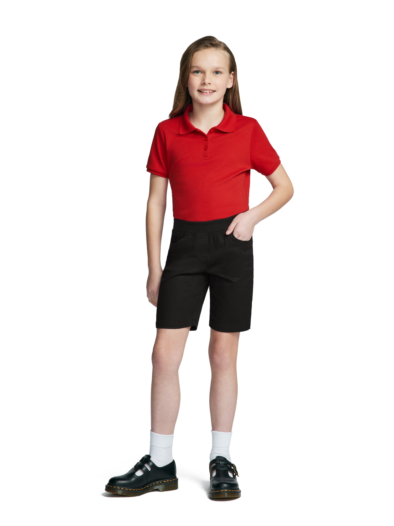 Wonder Nation Girls School Uniform Pull On Shorts, Sizes 4-16