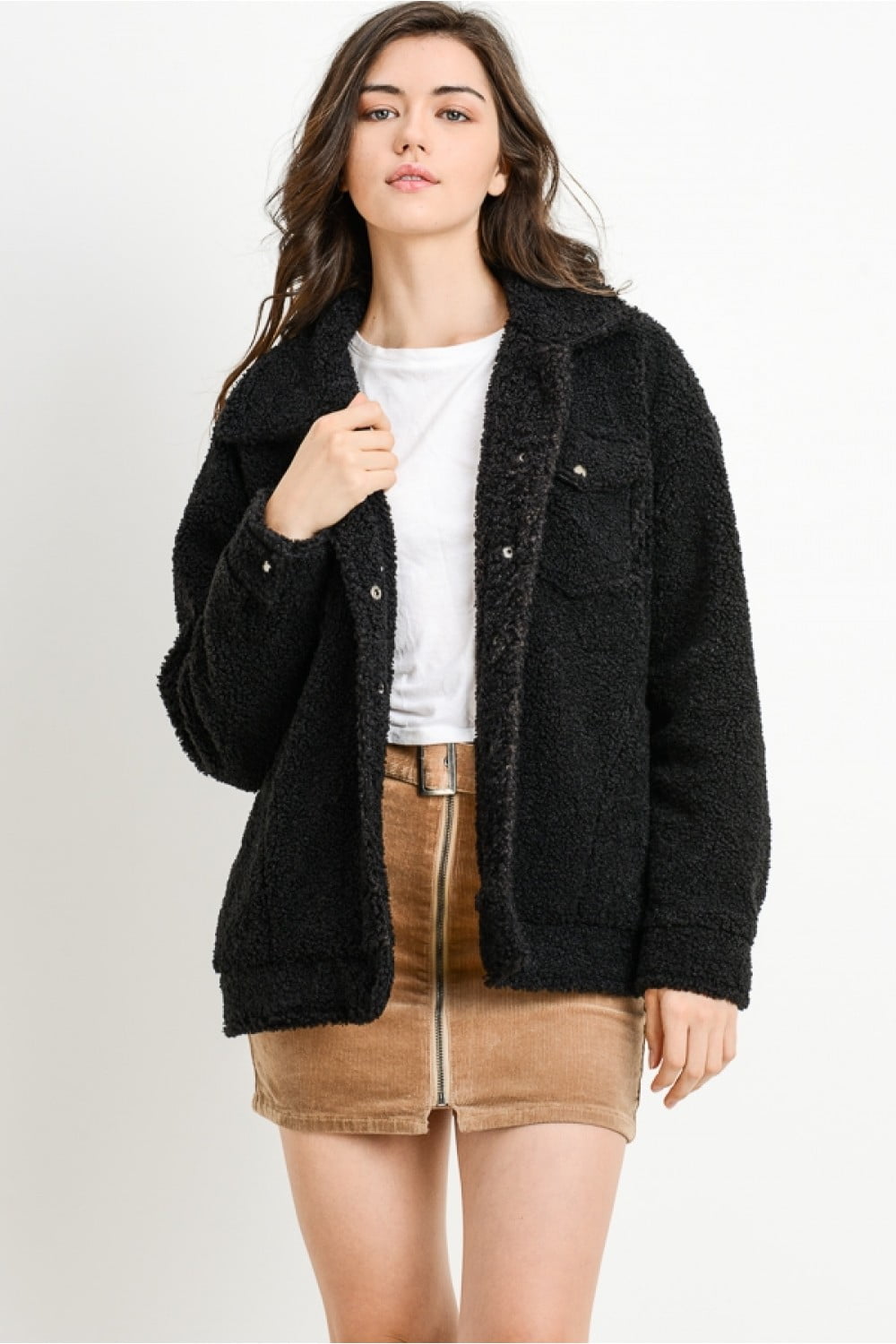 teddy faux fur trucker jacket
