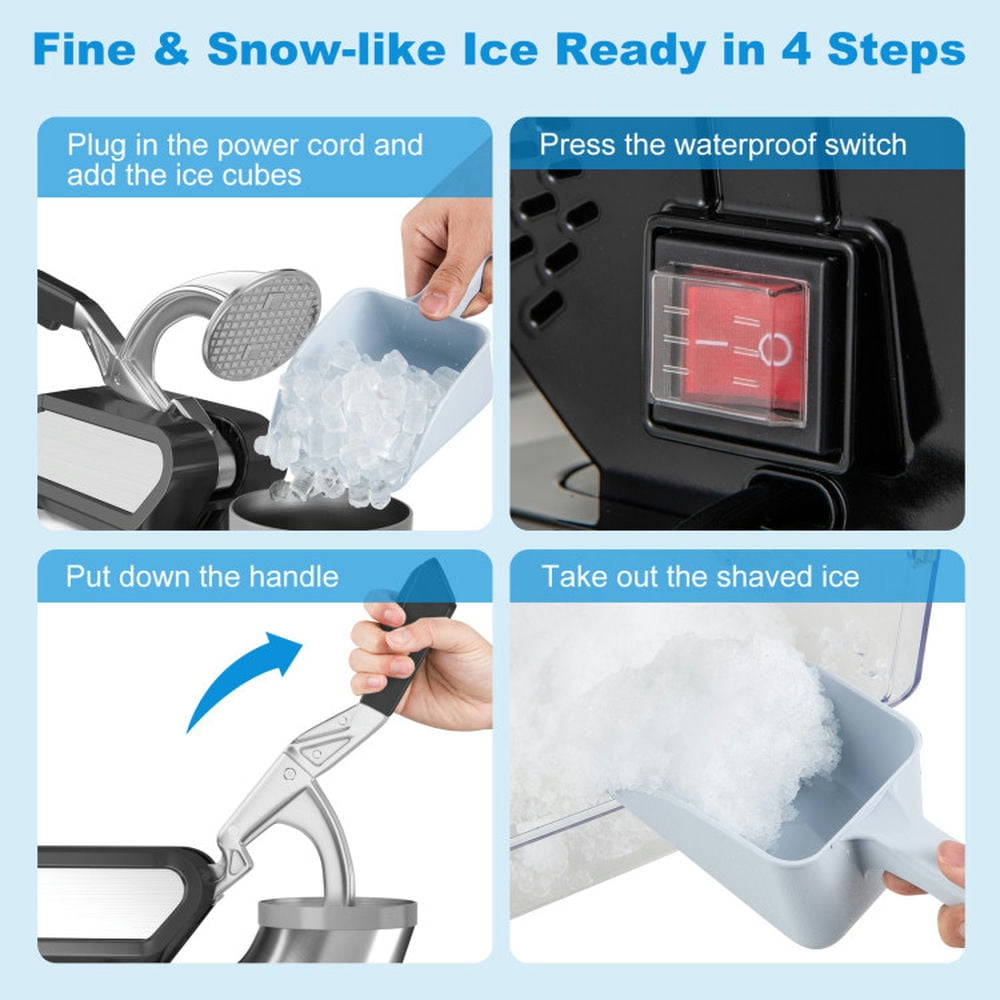 Barara King 300W Commercial Ice Crusher with Dual Blades and Safety Switch-Black