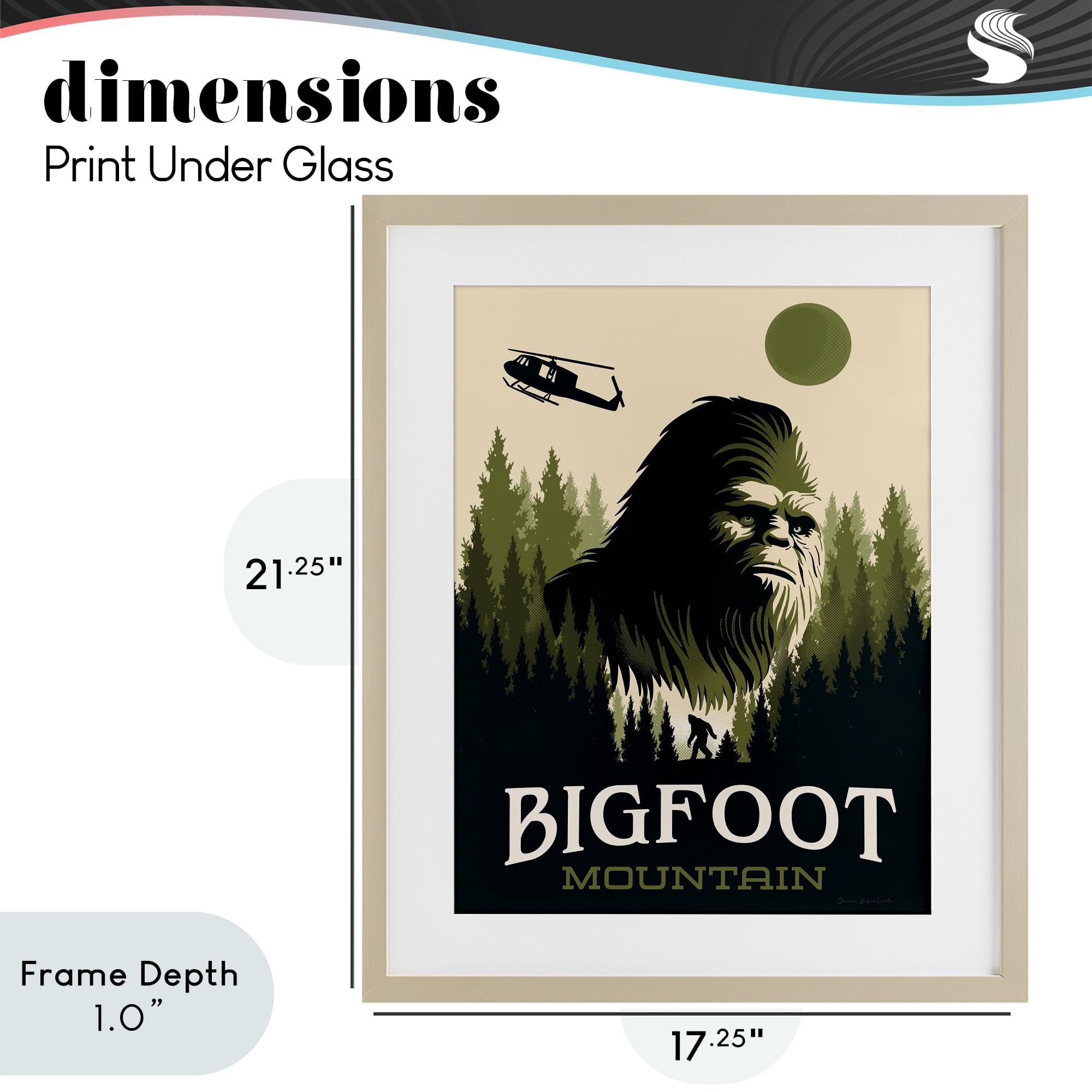Stupell Industries Bigfoot Mountain Forest Birch Framed Print Under Glass, design by Omar Escalante