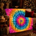 thumbnail image 3 of Magenta Tie Dye Sofa Scene, Bold Retro Boho Style for Tie Dye Lovers, Rainbow Sunburst Mantel Theme and Halloween Gift, Warm Flannel Blanket for Bedroom Living Room, Home Decor, 3 of 9