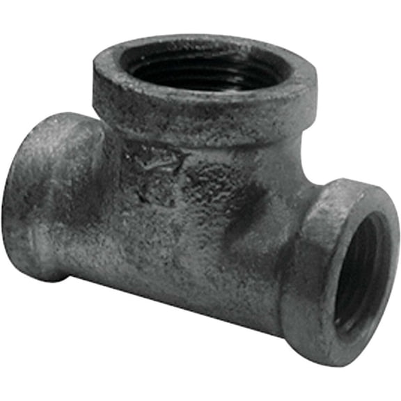 BK Products Malleable Black Iron Reducing Tee - 1-1/4 In. x 1-1/4 In. x 3/4 In.