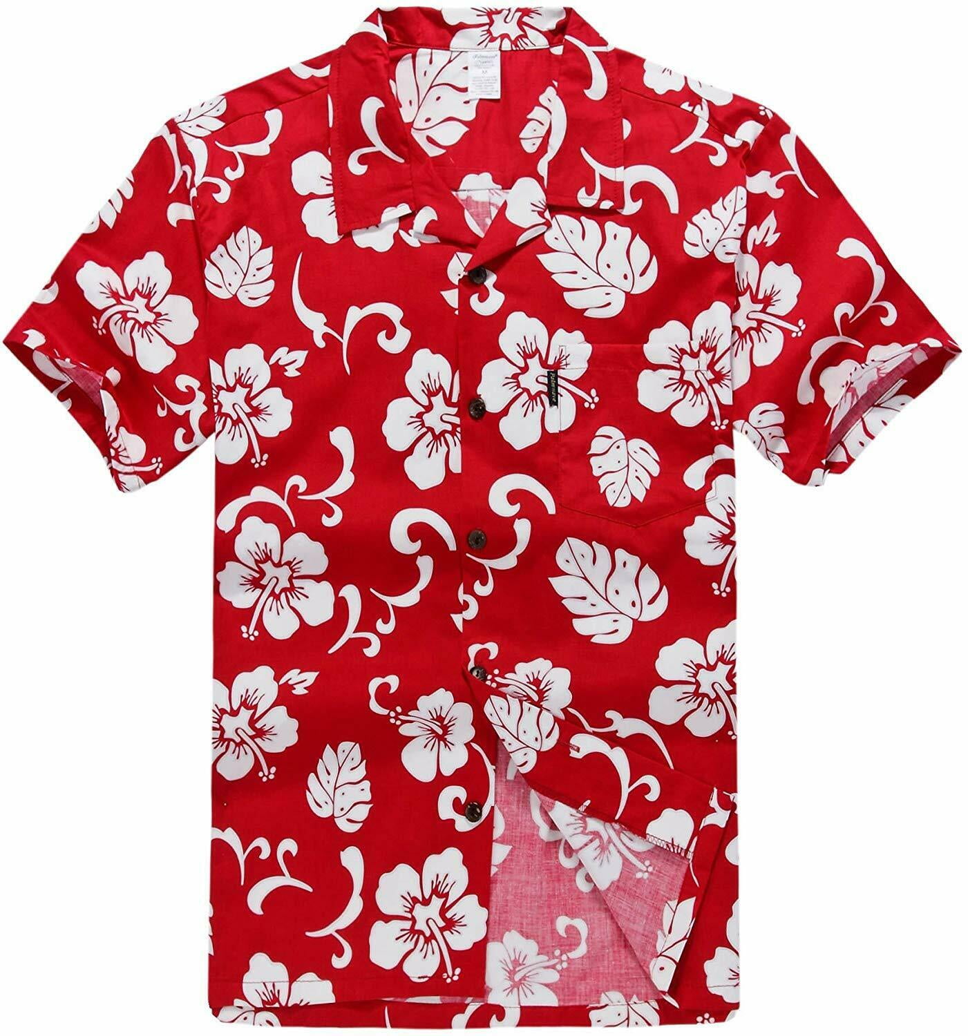 Palm Wave Mens and Big Mens Hibiscus Floral Print Hawaiian Shirt, up to ...