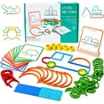 thumbnail image 1 of Wooden Pattern Blocks Set with Sticks and Rings - Montessori Shape Puzzles for 3-8 Year Olds, Ideal Educational Toy for Preschool and Kindergarten Kids,A, 1 of 5