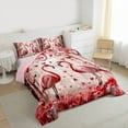 thumbnail image 3 of Feelyou 3D Couple Flamingo Queen Comforter Set, Romantic Love Heart Pink Bedding Sets, Valentine's Day Rose Reversible Bedding Comforter Set, Super Cozy Room Decor, 3pcs, 3 of 8