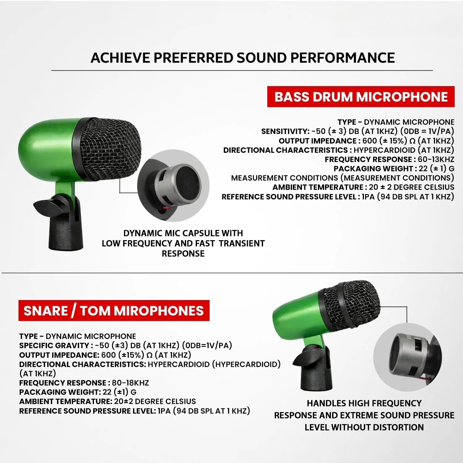 Bass Microphone, Portable Microphone, Clip-on Microphone, with Desktop Stand and XLR Interface, Suitable for Recording Studios and Concerts