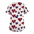 thumbnail image 3 of Valentine Day Scrub Tops for Women Love Heart Print Short Sleeve Quick Dry Nursing Scrubs Cute V Neck Plus Size Scrub Tops with Pockets White 4XL, 3 of 5