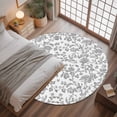 thumbnail image 3 of 3ft Round Rug, Grey Flower Non-Skid Rubber Backing Large Area Rugs - Living Room Bedroom Home Office, Vintage Farmhouse Boho Leaf Spring Plant Indoor Floor Mat Carpets Washable Rug, 3 of 9