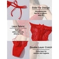 thumbnail image 3 of Aivtalk Women Side Tie Panties Bowknot Lace Wavy Thongs Panties Adjustable Wild G-String Underwear Low Rise See Through Panties S Red, 3 of 5