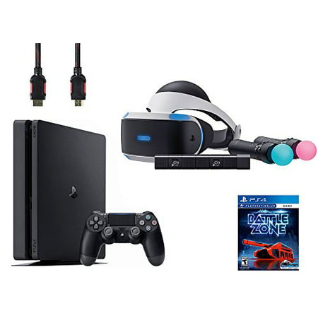 PlayStation VR Start Bundle 5 Items:VR Headset,Move Controller,PlayStation Camera Motion Sensor, Sony PS4 Slim 1TB Console - Jet Black,VR Game Disc PSVR (Best Playstation Vr Games)