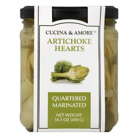 Cucina & Amore Marinated Quartered Artichoke Hearts, 14.5 Oz (Pack of