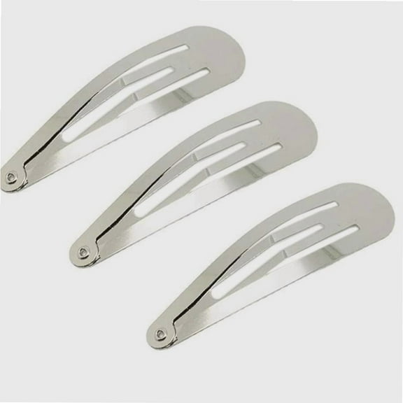 50Pcs No Slip Metal Snap Hair Clips Grips Hair Barrettes BB Clips for Girls Women Hair Accessories, 50mm (Silver)