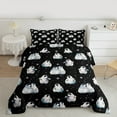 thumbnail image 2 of Manfei Teens Antarctic Penguin Full Size Comforter Sets, Mystic Stars Print Bedding Comforter Set, Black Cartoon Style Reversible Bedding Sets, Ultra Soft Home Decor, 3 Pieces, 2 of 8