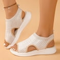 thumbnail image 5 of Beige Women'S Casual Knitted Mesh Sandals, Breathable Soft Sole Summer Shoes, 5 of 9