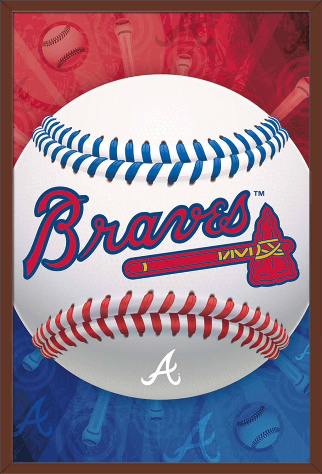 MLB Atlanta Braves Logo 13 Wall Poster, 22.375" x 34", Framed