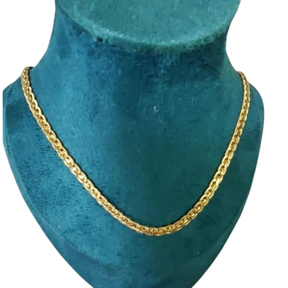 LAPRECIEUZ DE ARTHES JEWELRY 18K Yellow Gold Filled Vintage Braided Herringbone Chain Women's 18"