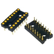 Pack of 10 Black Round hole Gold 16pin Pitch 2.54mm DIP IC Socket Connector
