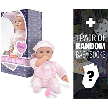 Melissa & Doug Jenna ~12" Baby Doll: Mine to Love Doll Series   1 Free Pair of Baby Socks Bundle [48811]