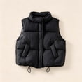 thumbnail image 2 of Besolor Toddler Kids Girls Puffer Vests Sleeveless Lightweight Casual Fall Winter Thicken Warm Button Waistcoat Coat with Pockets(10-11 Years,Black), 2 of 5