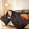 thumbnail image 3 of Homewish Boho Tree Of Life Twin Comforter Sets,Colorful Bohemian Glass Bedding Set,Orange Blue,Black Reversible,2pcs,1 Comforter and 1 Pillowcase, 3 of 7