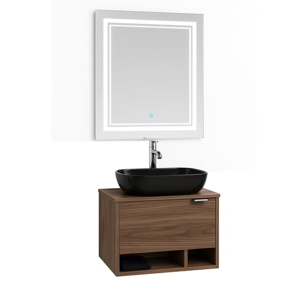 Esatto® Mueble Para Baño DCNA Vonia Con Lavabo Negro, Llave Y Desagües