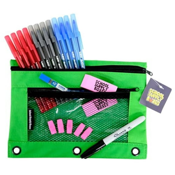 Ultimate High School & College Back to School Essentials Pencil Bag – 22 Pieces – Complete School Supply Kit for Students