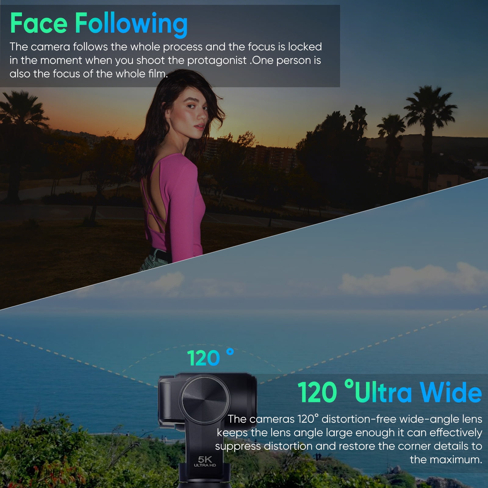 ORDRO M5 Pocket Cameras 5K/30fps Vlogging Camcorder 1.25'' CMOS 3-Axis Stabilization Digital Camera