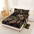 thumbnail image 2 of Castle Fairy USA Flag Safari Bear Bed Sheets 4-Piece,Green Woodland Camo Maple Stripes Full Size Sheets,Olive Brown Tan,1 Fitted Sheet,1 Flat Sheet and 2 Pillowcases, 2 of 6