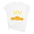 thumbnail image 2 of Sriper Fitted Halloween Witch Top,Women's Short Sleeve Graphic Tee,Pumpkin Theme Print,Casual Cotton Shirt,Trendy Fall Blouse,Fashionable Ropa Mujer White 2X, 2 of 3