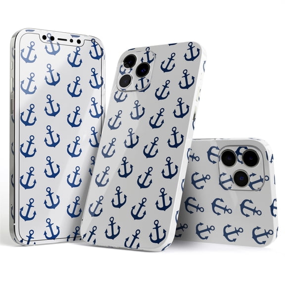 DesignSkinz White and Navy Micro Anchors Full-Body Skin Decal Wrap Cover for iPhone 16
