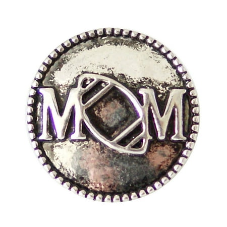 Sports Mom Charm - 1 PC - 18MM Football Mom Sports Silver Snap Candy Charm kb6925 CC2040