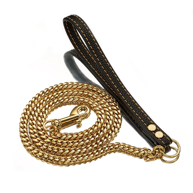 Guardoinrt Stainless Steel Pet Gold Chain Easy Control For Training Ease Of Control Dog Leashes Precision Made Gold 60cm