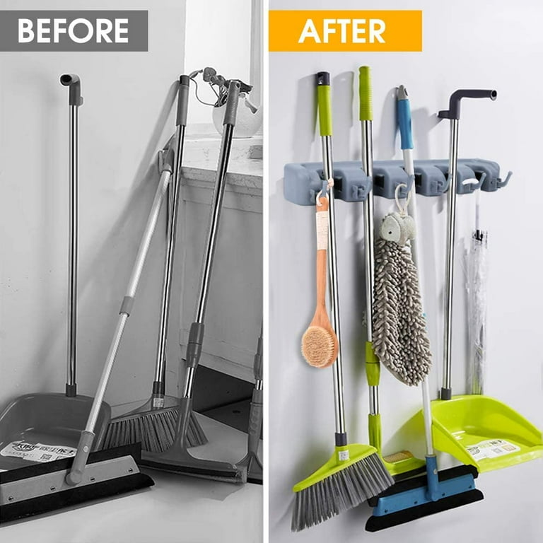 HOME IT Mop And Broom Holder - Garage Storage Systems with 5 Slots