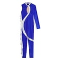 thumbnail image 5 of YiZYiF Women's Gymnastics Jumpsuit Single Sleeve Skating Dance Unitard Acrobatics Performance Costumes Blue XXL, 5 of 7