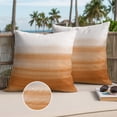 thumbnail image 3 of Orange White Ombre Outdoor Pillow Covers 16x16 Set of 2,Waterproof Patio Throw Pillowcase Protectors,Farmhouse Retro Simple Striped Art Decorative Pillow Shams Cushion Covers for Seat Bed Couch Sofa, 3 of 8