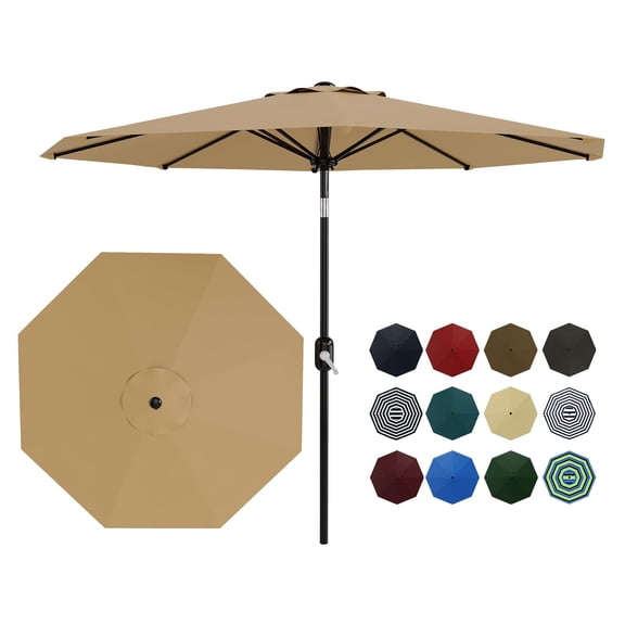 10FT Outdoor Patio Umbrella,Outdoor Table Umbrella,Market Umbrella with Push Button Tilt and Crank,8 Sturdy Ribs UV Protection Waterproof for Garden,Deck,Backyard,Pool