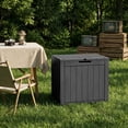 thumbnail image 4 of Joxxoaa 30 Gallon Resin Outdoor Storage Box & Patio Side Table for Balcony, Pool, Deck & Garden Accessories, Weather‑Resistant, Black/Brown, 4 of 6