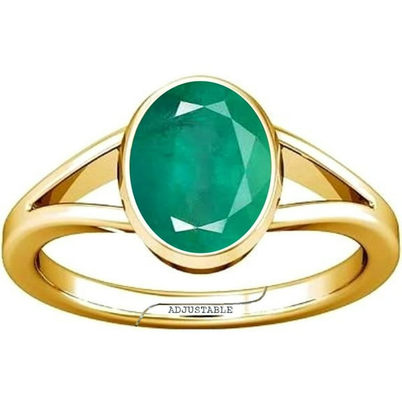 Divya Shakti 3.25-3.50 Carat Emerald/ Panna Gemstone Panchdhatu Adjustable Ring for Mens & Womens