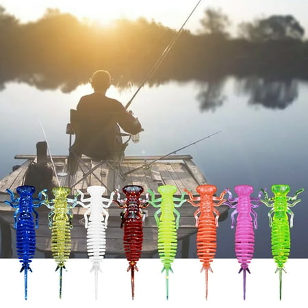 AURORA TRADE 10Pcs 4.2cm0.45g Fish Lure Bait High Simulation Tempting Elastic Colorful Soft Fake Lure Worm Bait Fishing Tackle