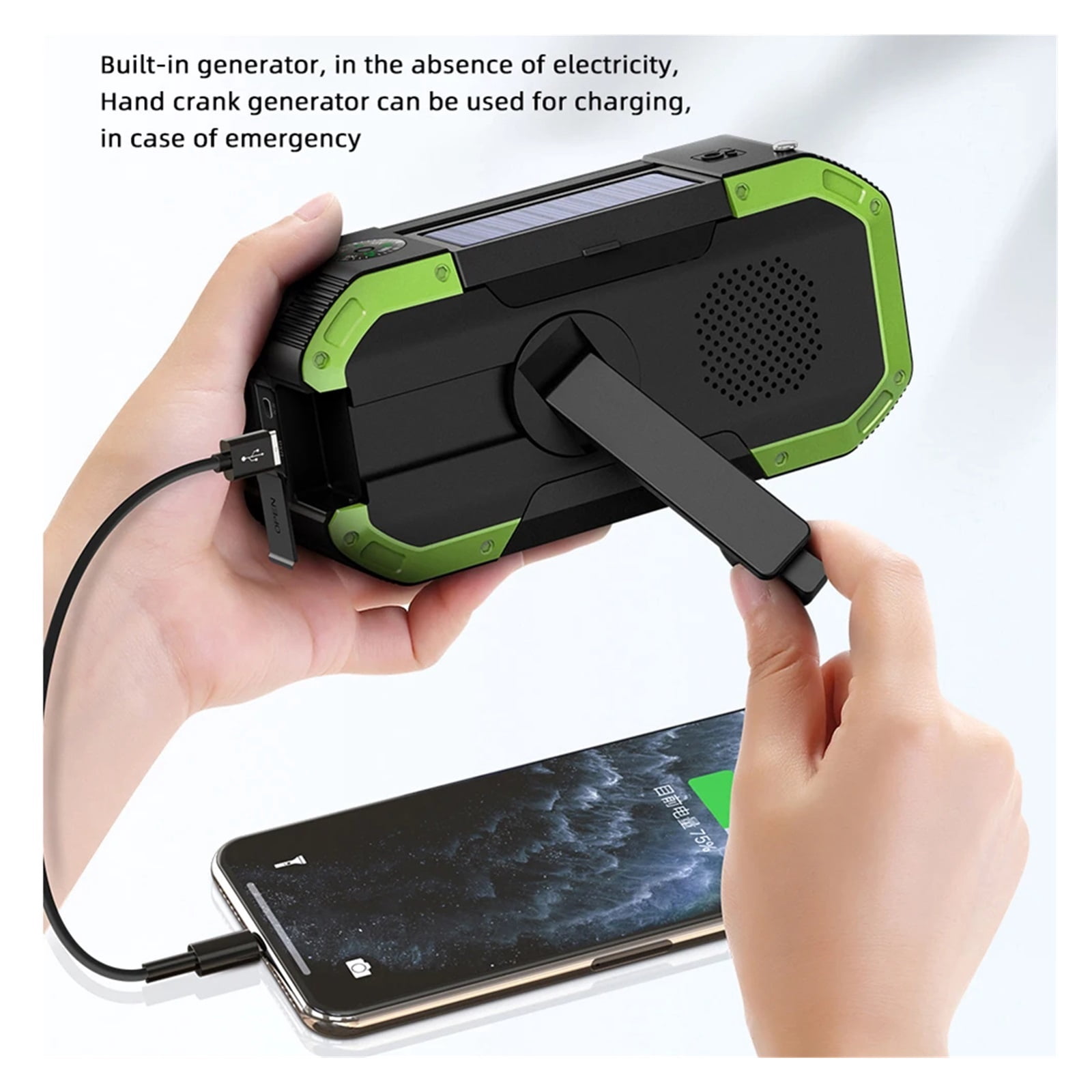 Portable Multifunctional 5000mAh Solar USB Power Bank With Hand-cranked Power Generation And Automatic Channel Search For Emergency Radio ,Listen Anytime, Anywhere