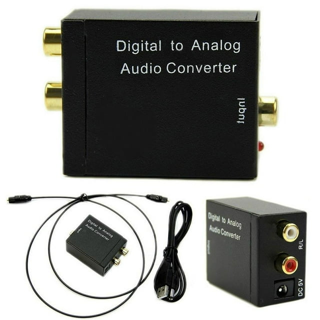 Coax Optique Numérique à Analogique RCA L / R Adaptateur Convertisseur Audio avec Câble à Fibres Optiques et Câble USB et Mainframe
